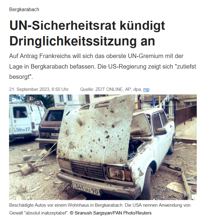 Bergkarabach: UN-Sicherheitsrat kündigt Dringlichkeitssitzung an