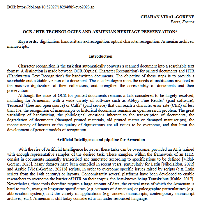 OCR / HTR technologies and Armenian Heritage Preservation