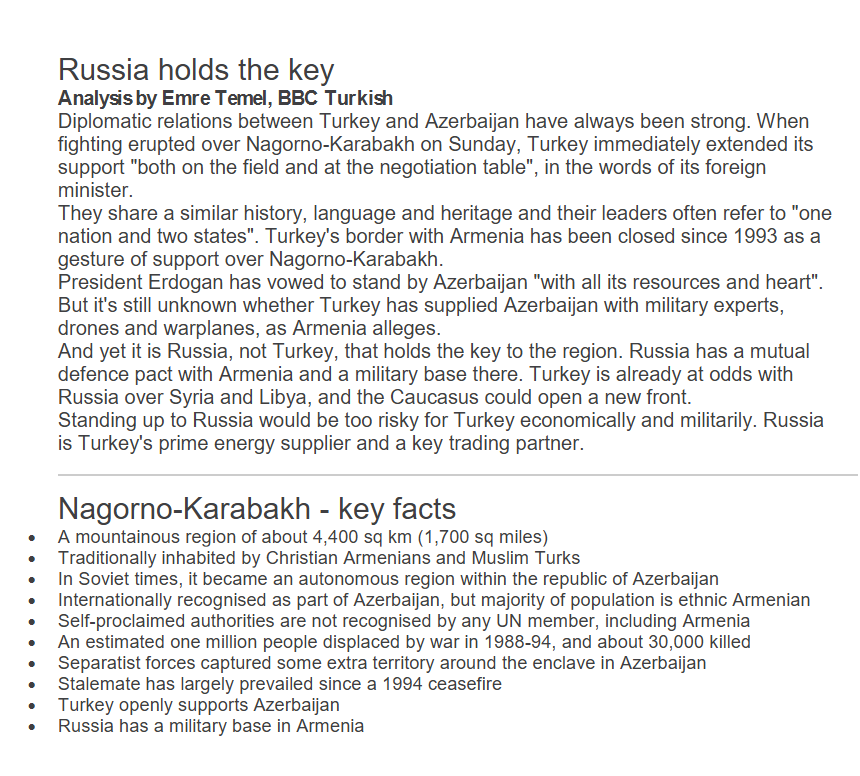 Russia holds the key. Nagorno-Karabakh conflict