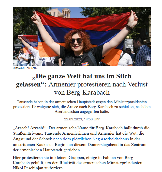 „Die ganze Welt hat uns im Stich gelassen“: Armenier protestieren nach Verlust von Berg-Karabach