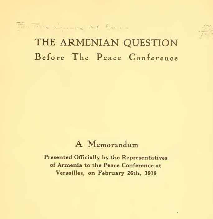 The Armenian question before the Peace conference