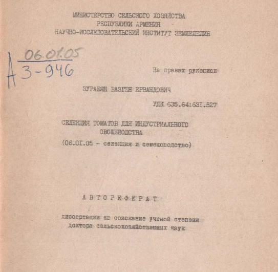 Селекция томатов для индустриального овощеводства