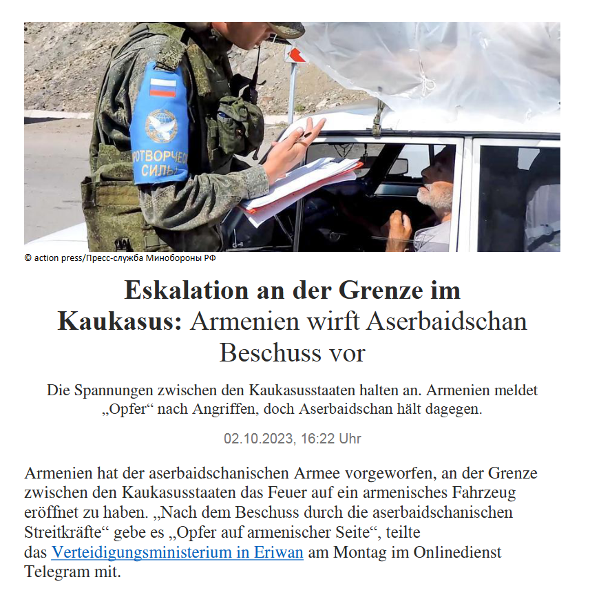 Eskalation an der Grenze im Kaukasus: Armenien wirft Aserbaidschan Beschuss vor