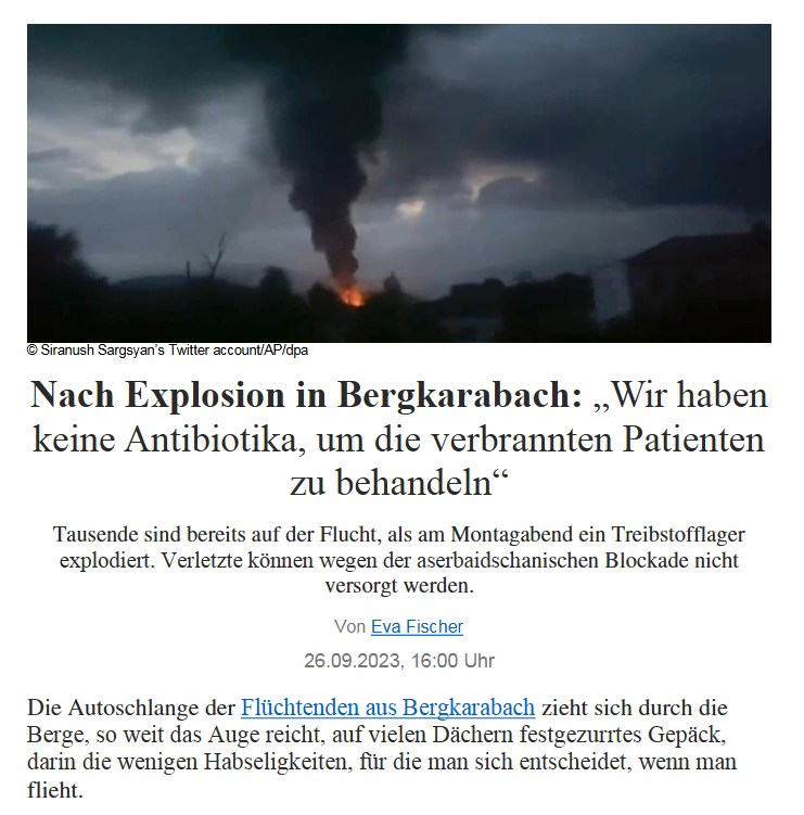 Nach Explosion in Bergkarabach: „Wir haben keine Antibiotika, um die verbrannten Patienten zu behandeln“