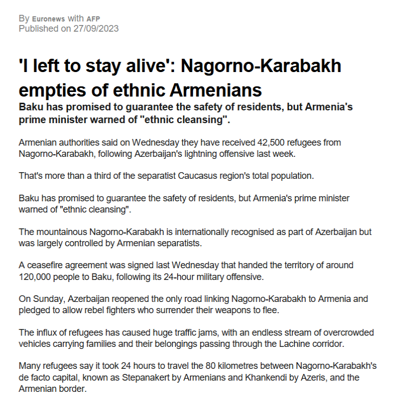 'I left to stay alive': Nagorno-Karabakh empties of ethnic Armenians