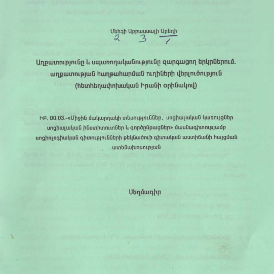 Աղքատությունը և սպառողականությունը զարգացող երկրներում. աղքատության հաղթահարման ուղիների վերլուծություն (հետհեղափոխական Իրանի օրինակով)