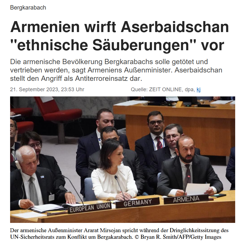 Bergkarabach: Armenien wirft Aserbaidschan"ethnische Säuberungen" vor