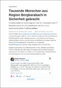 Bergkarabach: Tausende Menschen aus Region Bergkarabach in Sicherheit gebracht