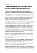 Almost all Nagorno-Karabakh's ethnic Armenians have fled, Armenia says