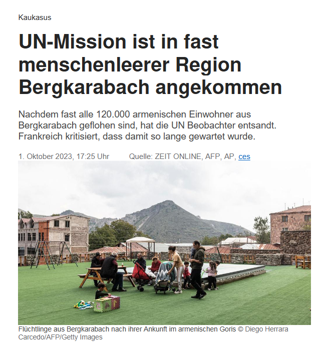 Kaukasus: UN-Mission ist in fast menschenleerer Region Bergkarabach angekommen