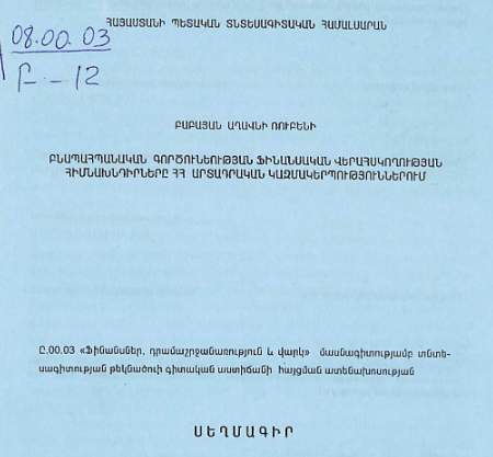 Բնապահպանական գործունեության ֆինանսական վերահսկողության հիմնախնդիրները ՀՀ արտադրական կազմակերպություններում