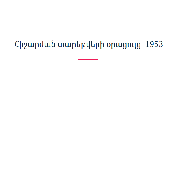 Հիշարժան տարեթվերի օրացույց  1953