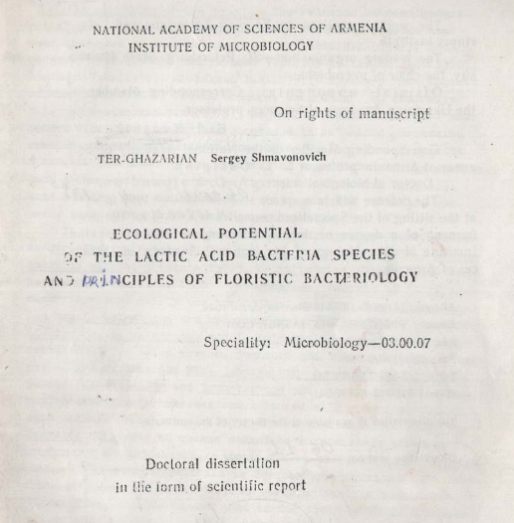Ecological potential the lactic acid bacteria species and principles of floristic bacteriology