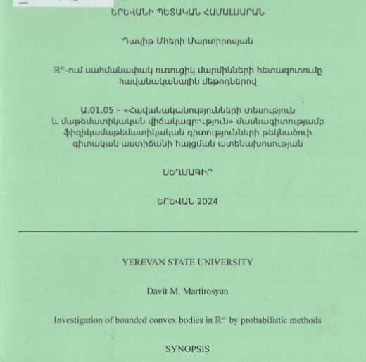 Investigation of bounded convex bodies in Rn by probabilistic methods