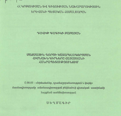 Մաքսային գործի կատարելագործման հիմնախնդիրները Հայաստանի Հանրապետությունում
