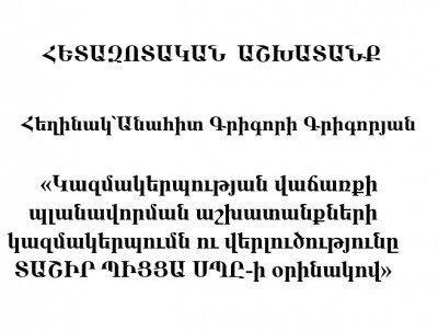 Կազմակերպության վաճառքի պլանավորման աշխատանքների կազմակերպումն ու վերլուծությունը ՏԱՇԻՐ ՊԻՑՑԱ ՍՊԸ-ի օրինակով