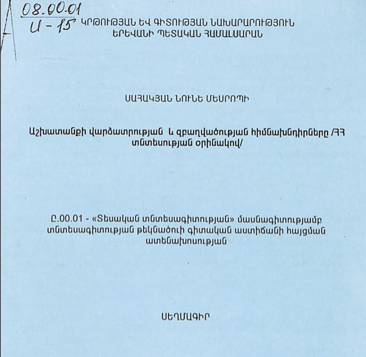 Աշխատանքի վարձատրության և զբաղվածության հիմնախնդիրները (ՀՀ տնտեսության օրինակով)