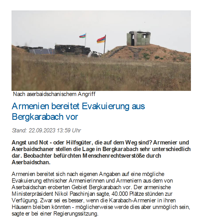 Armenien bereitet Evakuierung aus Bergkarabach vor