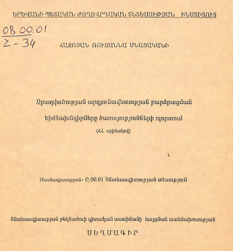 Զբաղվածության արդյունավետության բարձրացման հիմնախնդիրները ծառայությունների ոլորտում (ՀՀ օրինակով)