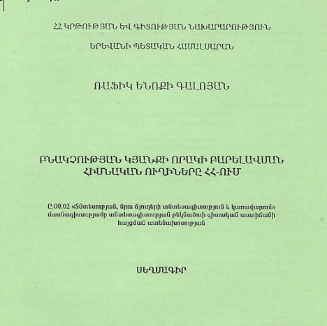Բնակչության կյանքի որակի բարելավման հիմնական ուղիները ՀՀ-ում 