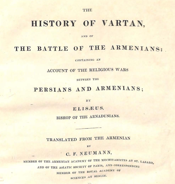 The history of Vartan, and of the battle of the Armenians