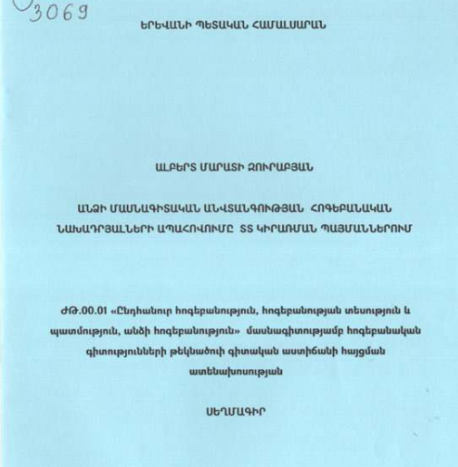 Անձի մասնագիտական անվտանգության հոգեբանական նախադրյալների ապահովումը ՏՏ կիրառման պայմաններում