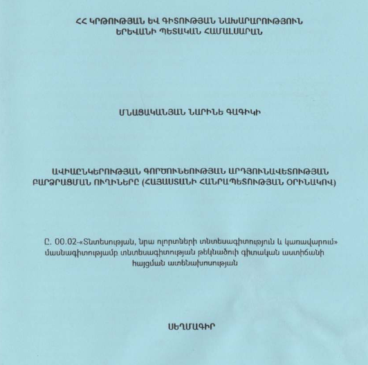 Ավիաընկերության գործունեության արդյունավետության բարձրացման ուղիները (Հայաստանի Հանրապետության օրինակով)