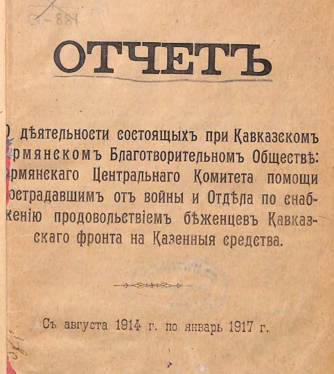 Отчет о деятельности состоящих при Кавказском армянском благотворительном обществе