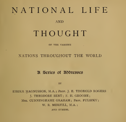 National life and thought of the various nations throughout the world
