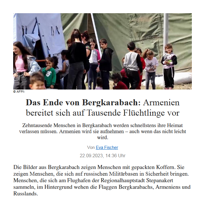 Das Ende von Bergkarabach: Armenien bereitet sich auf Tausende Flüchtlinge vor