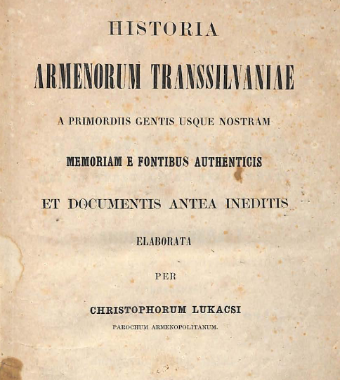 Historia armenorum Transsilvaniae