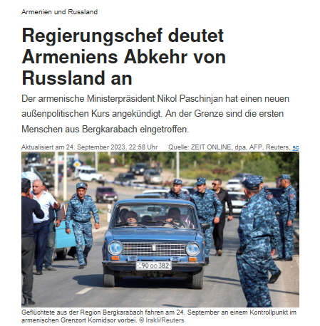 Armenien und Russland: Regierungschef deutet Armeniens Abkehr von Russland an
