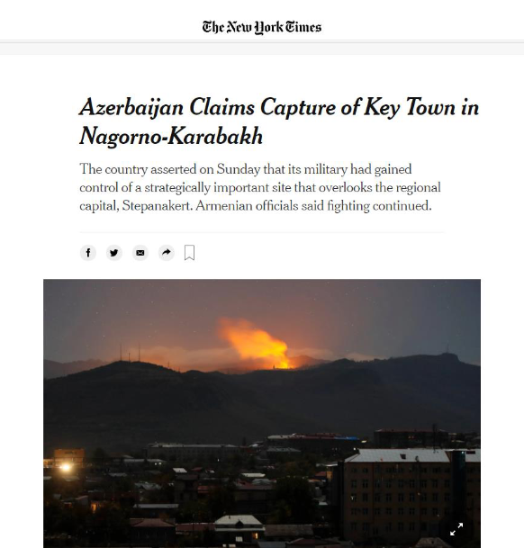 Azerbaijan Claims Capture of Key Town in Nagorno-Karabakh