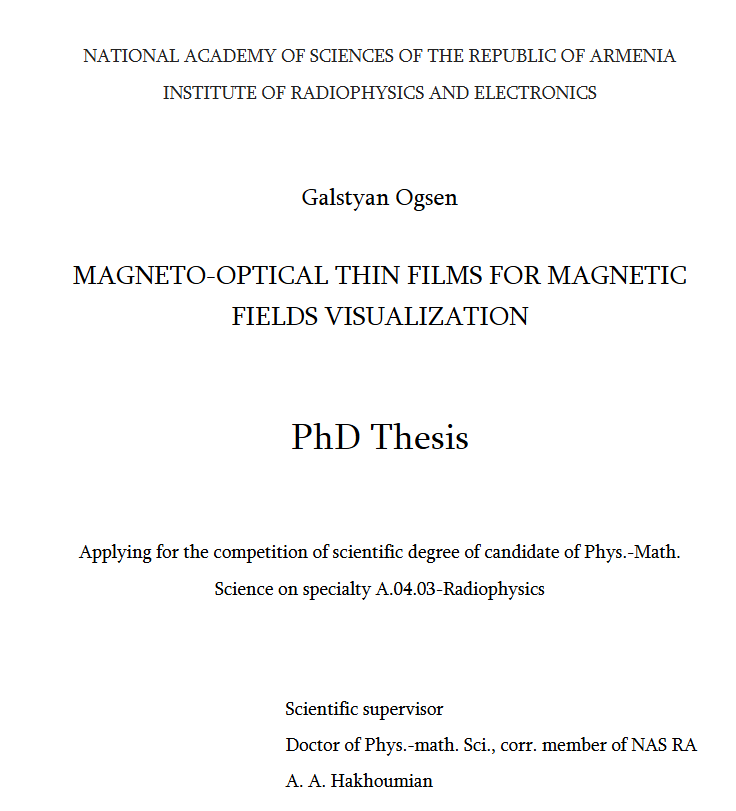 Magneto-optical thin films for magnetic fields visualization